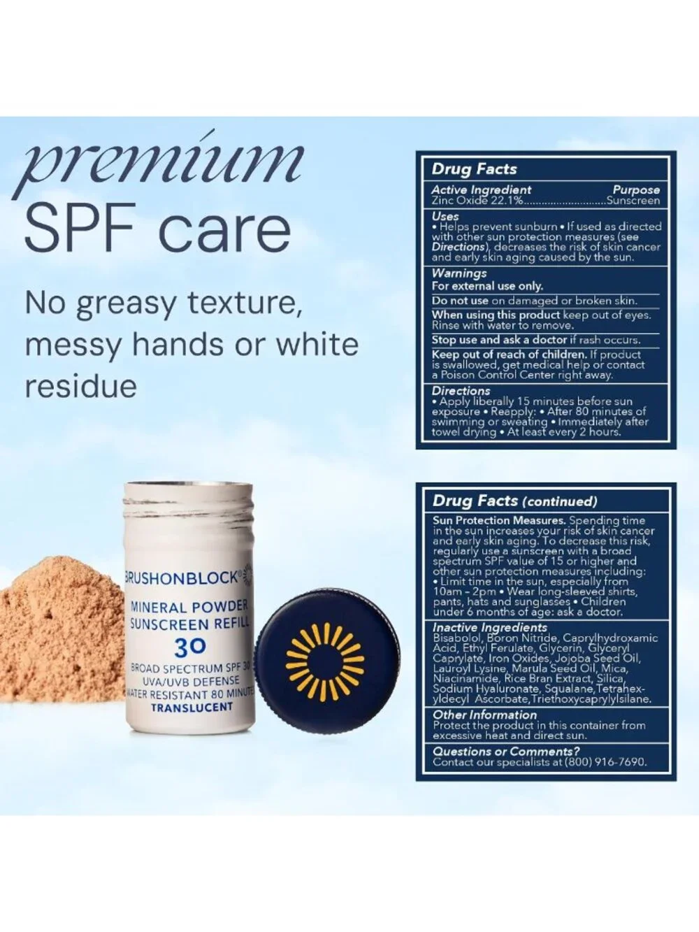 Mineral Sunscreen Powder Refill SPF 30, Broad-Spectrum UVA UVB Protection